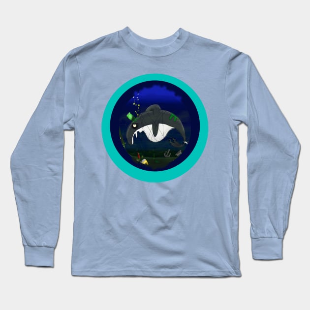 Dipper the Depressed Dolphin Long Sleeve T-Shirt by madtownstudio3000